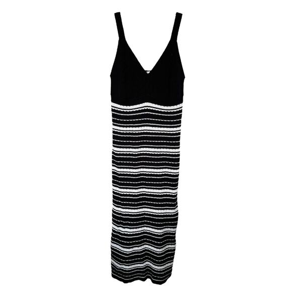 Casa Cabana Junior's Sleeveless Maxi Sweater Dress Size XL Black & White Striped - Picture 1 of 8